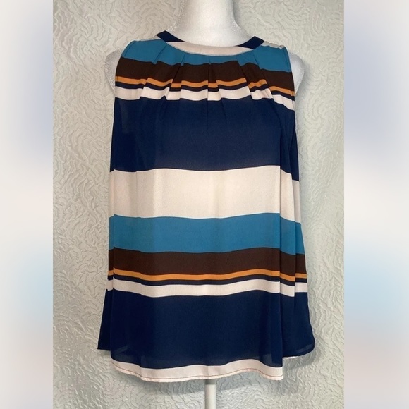 MEADOW RUE Top Anthropologie Peasant Boho Beachstripe Blouse Stripe Blue Xsmall - Picture 12 of 14